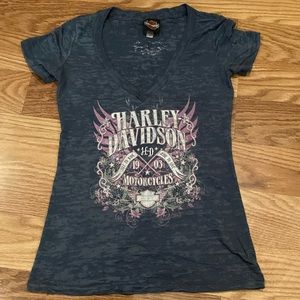 Harley-Davidson blue burnout T-shirt in a size small